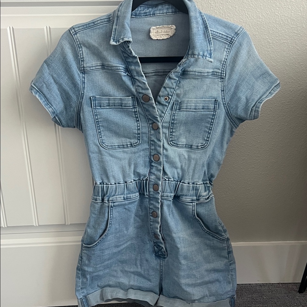 Altar'd State Light Blue Denim Romper